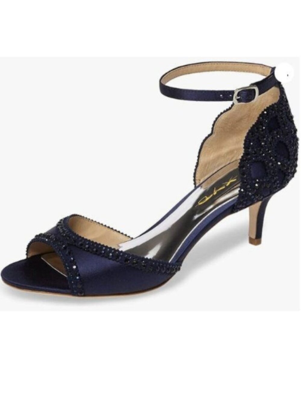XYD Women's Sandals, Chic Peep Toe, D'Orsay Kitten Low Heels, Rhinestone Studs